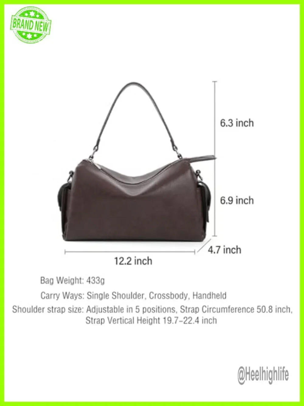 Vegan Leather Hobo Crossbody Bag with Adjustable Strap Satchel Purse